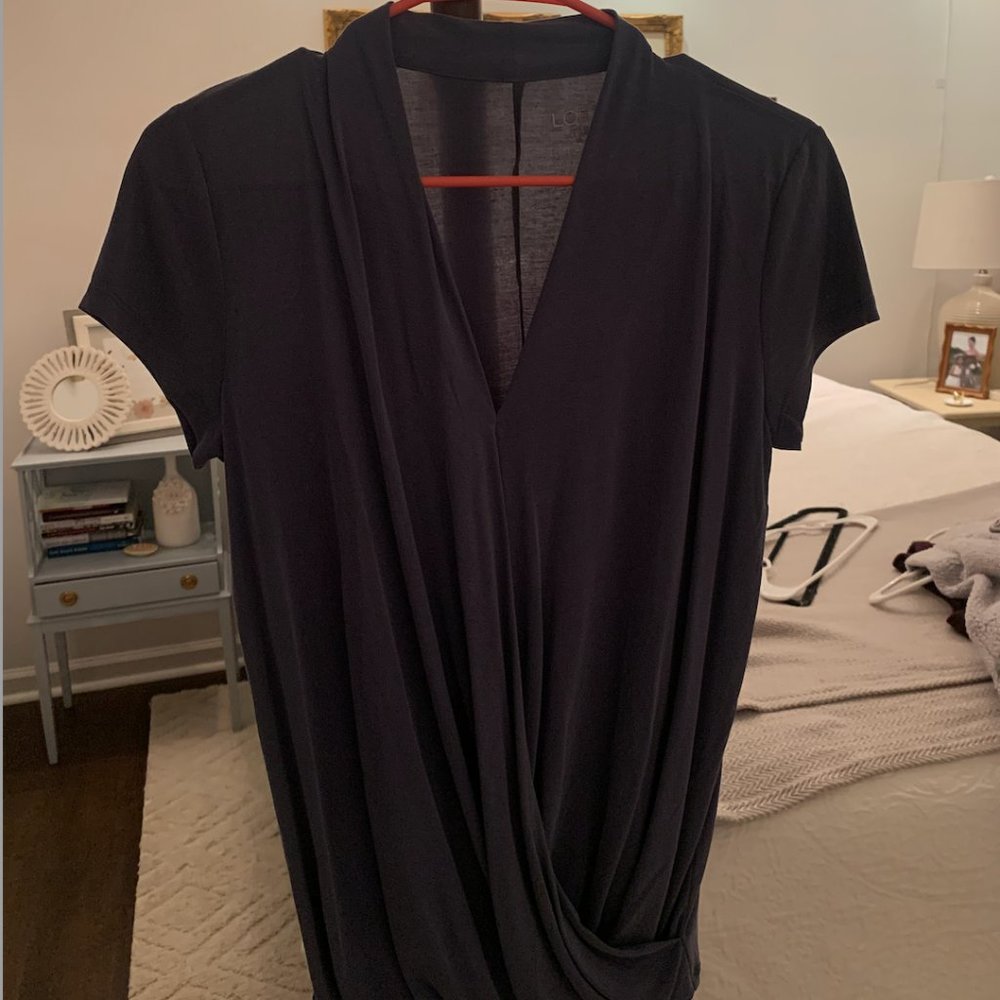 Loft Outlet, blue vneck blouse